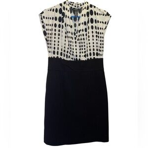 Alfani Black and White Polka Dot Geometric Dress Sz 8P